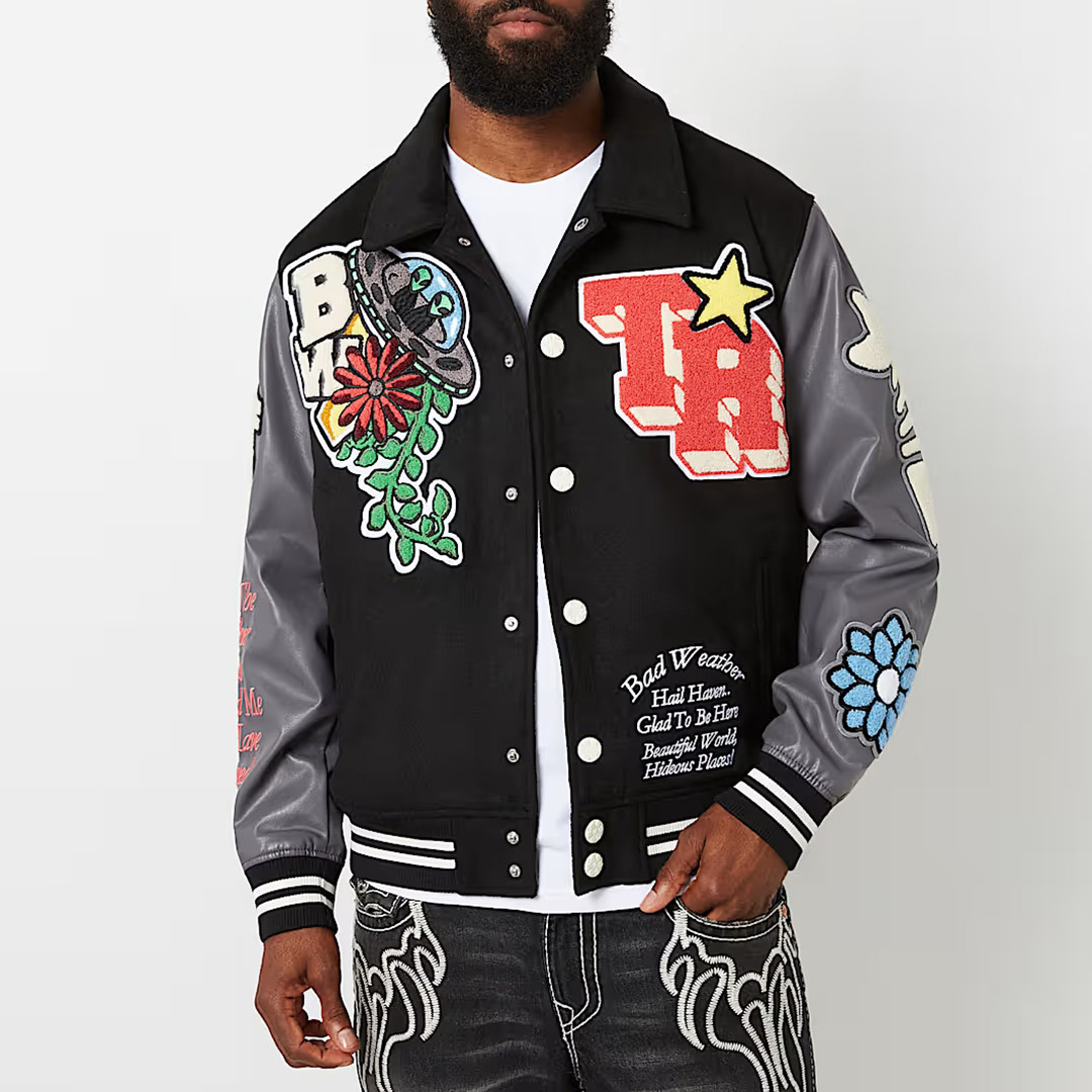 Black/ Grey Bwxtr Varsity Jacket
