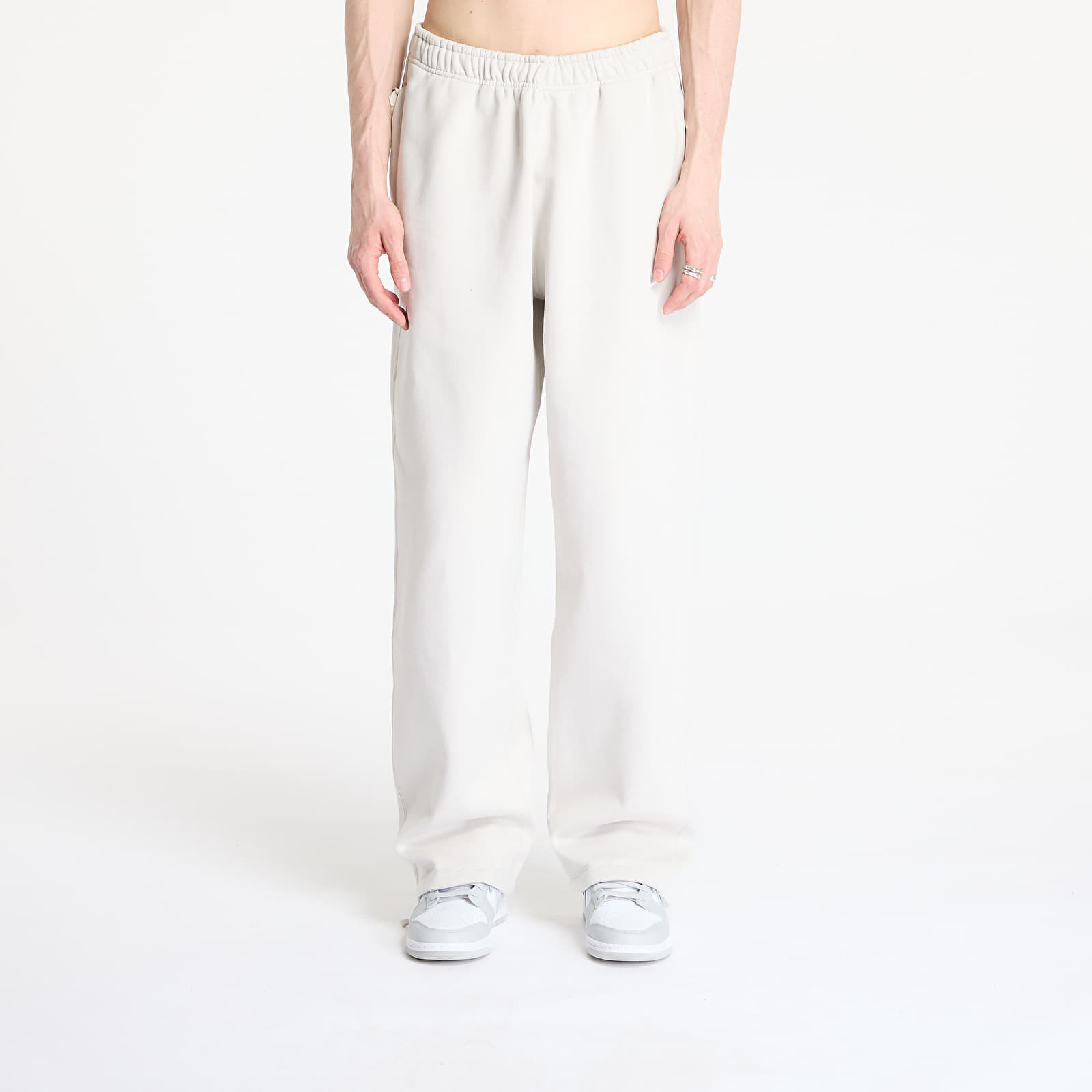 Nike Solo Swoosh Men's Open-Hem Fleece Pants Light Bone/ White S