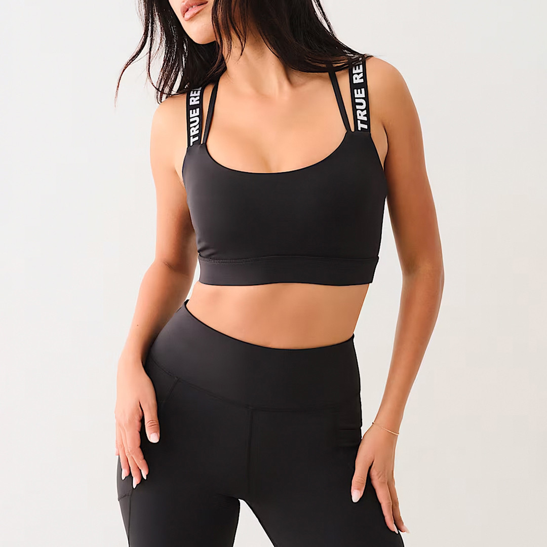 Black Branded Sports Bra
