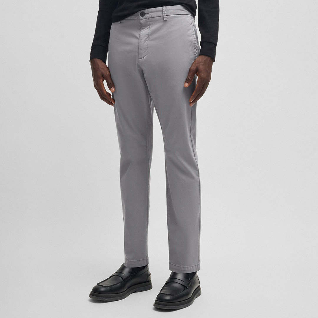 Grey Straight Leg Chino Trousers