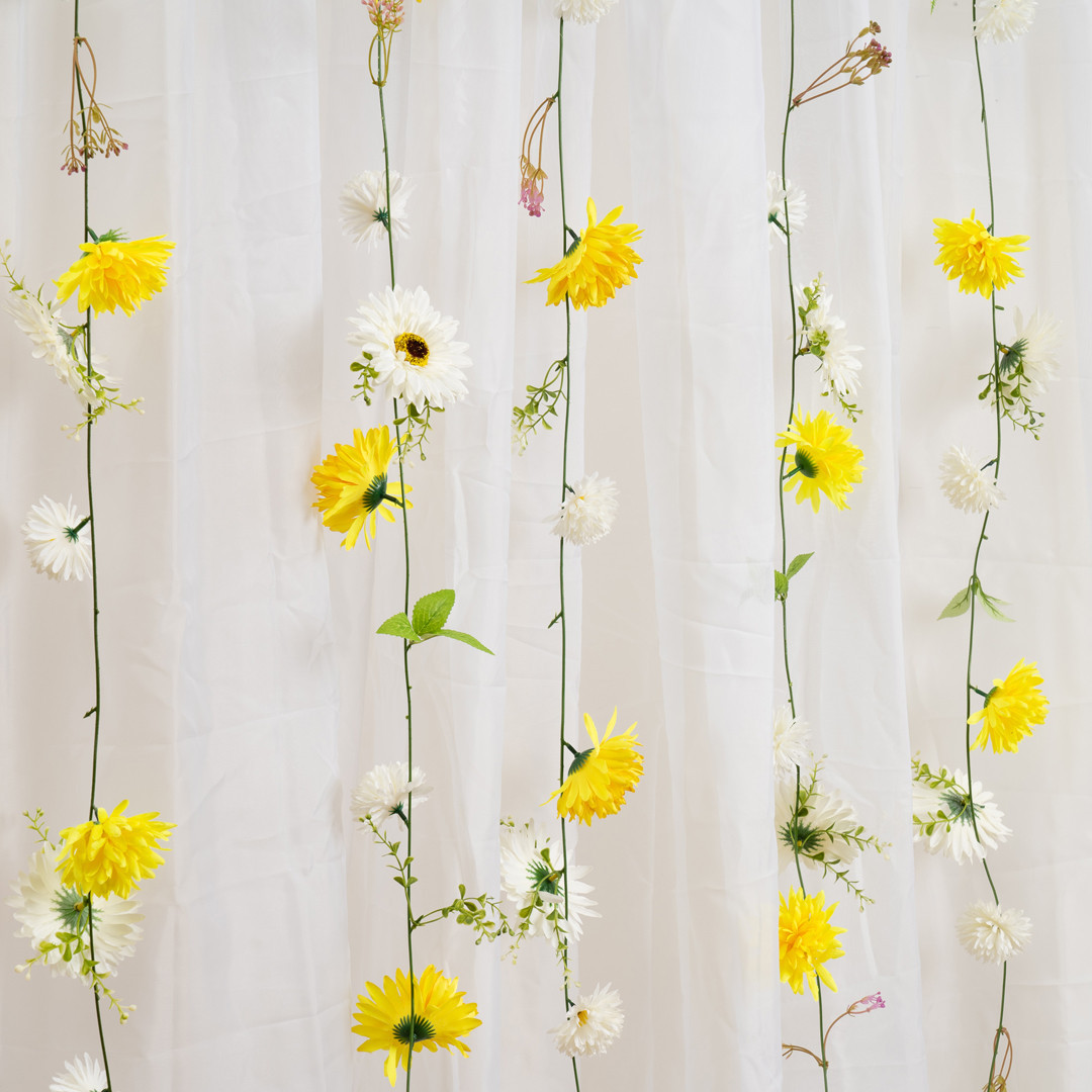 Yellow/Cream Gerbera & Dahlia Droplet Garland Pack of 6 180cm