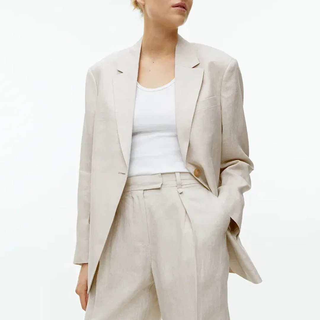 Beige Linen Blazer