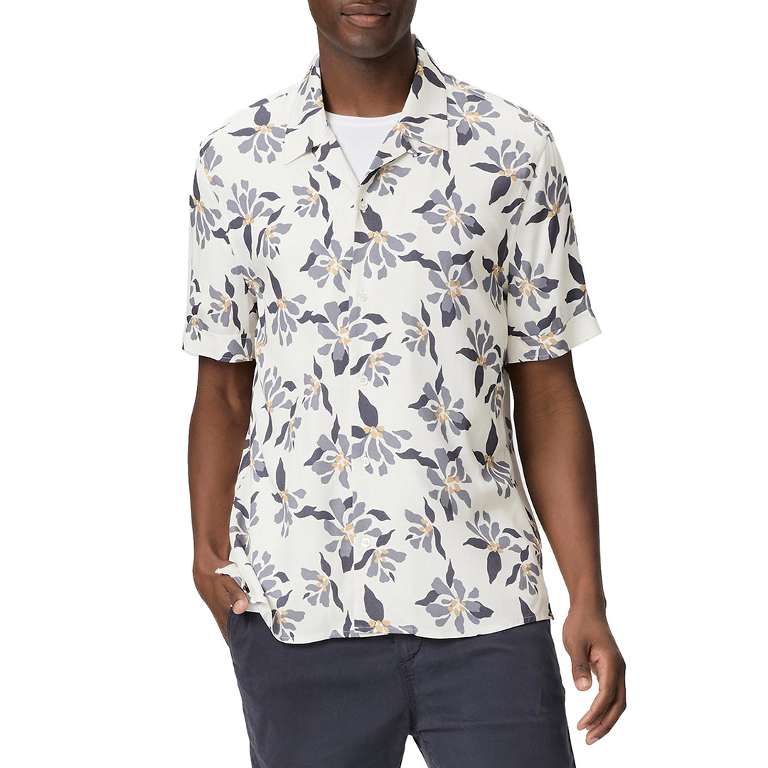 White/Blue Printed Landon Shirt