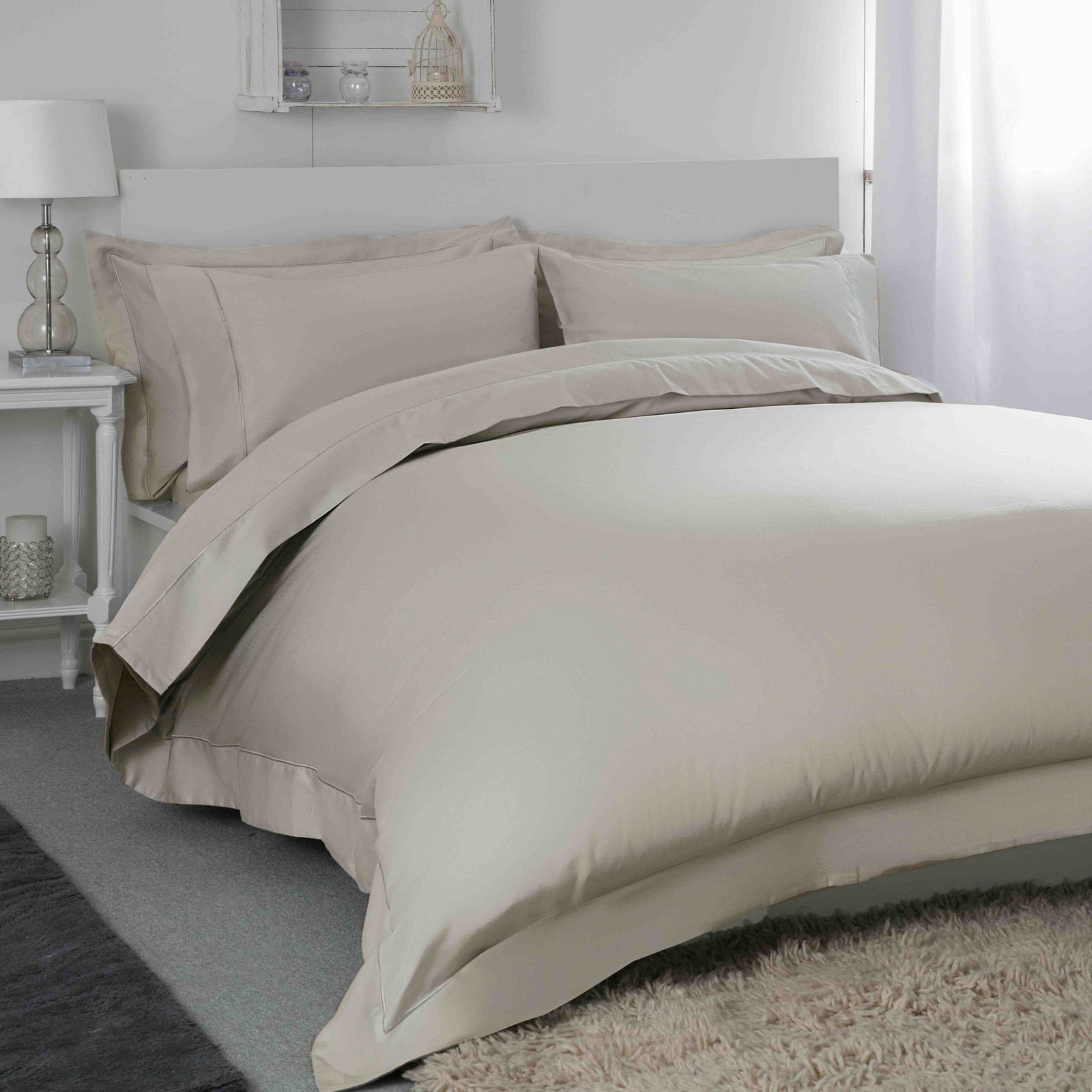 Belledorm Egyptian Cotton 400 Thread Count Oxford Duvet Cover Double Oyster