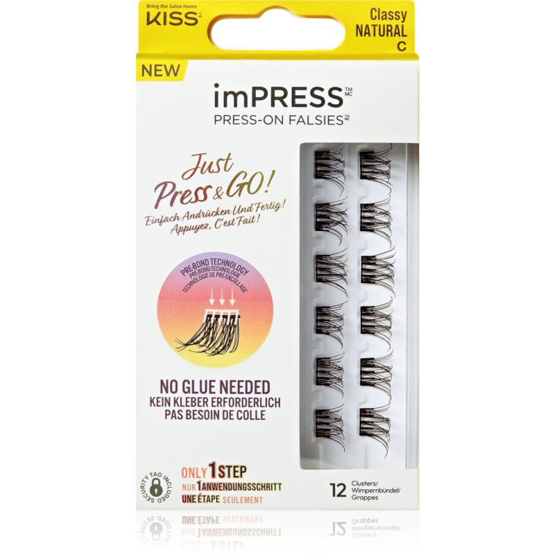 KISS imPRESS Just Press & GO ! knott-free individual cluster lashes Classy Natural 12 pc