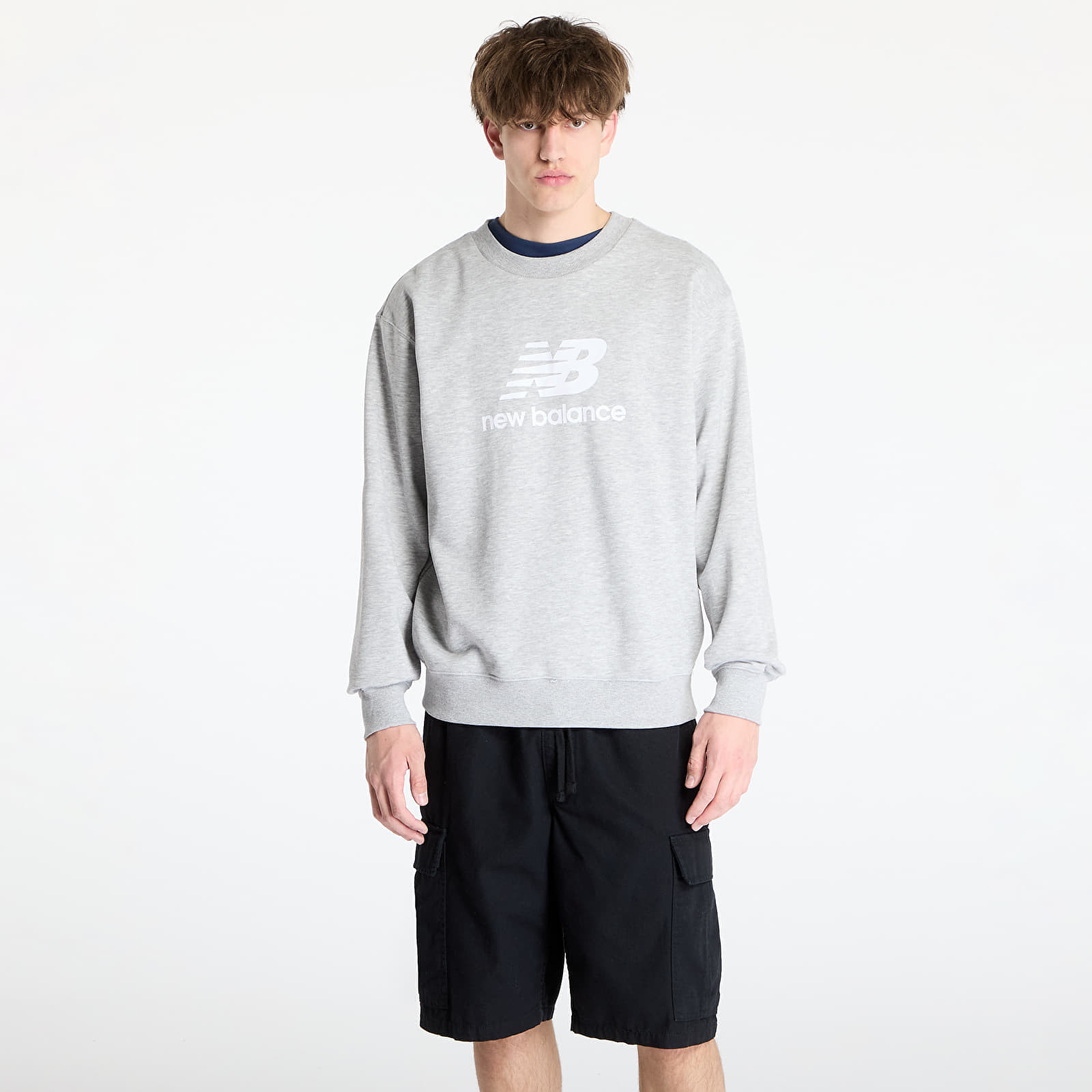Sweatshirt New Balance Stacked Logo French Hoodie Grey XL