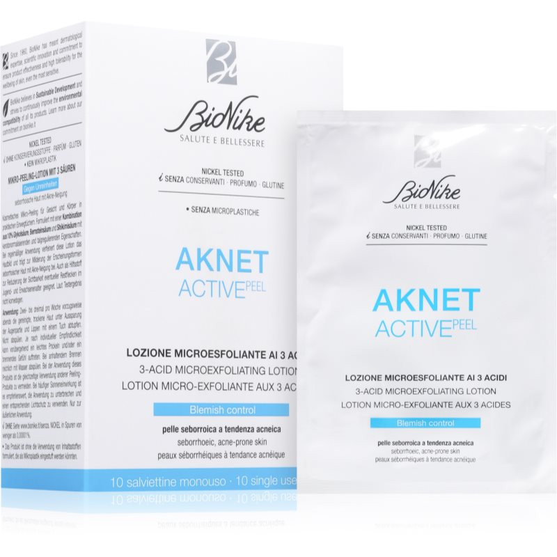 BioNike Aknet ACTIVEpeel exfoliating face wipes 20 pc