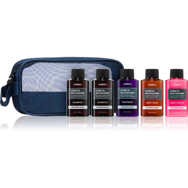 KUNDAL Honey & Macadamia White Musk travel set for body and hair
