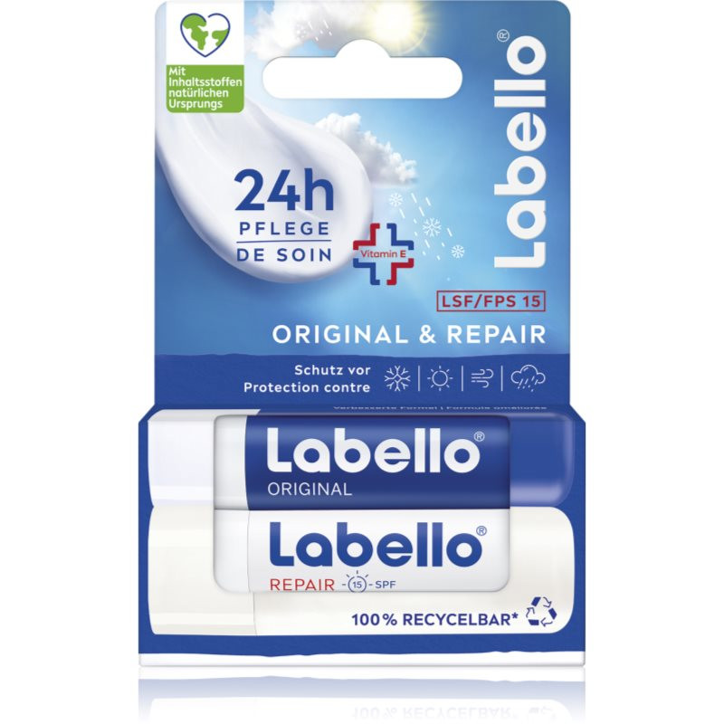 Labello Original & Repair restoring and hydrating lip balm 2x4.8 g