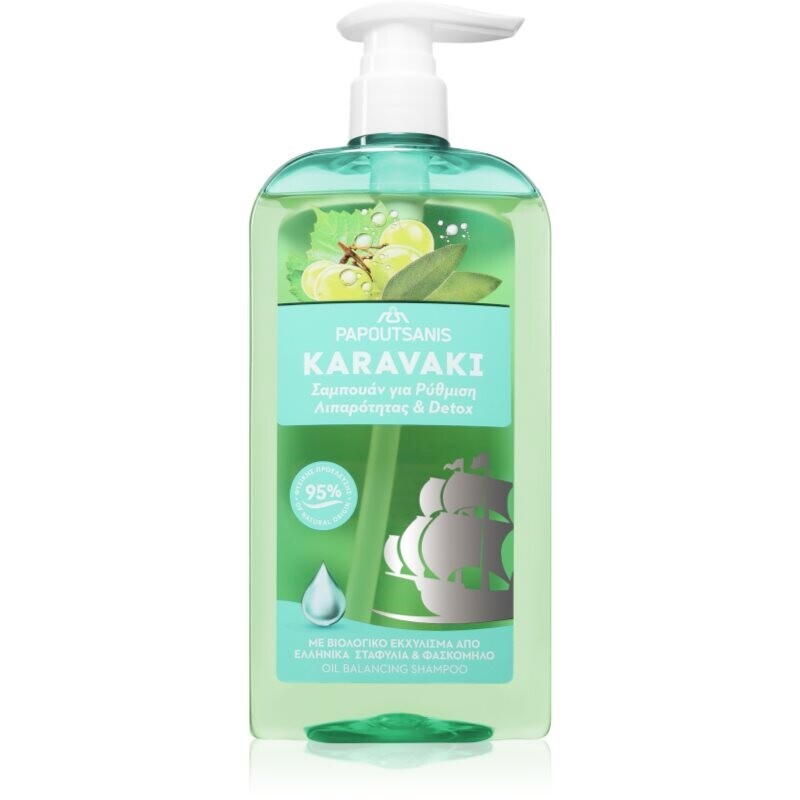 PAPOUTSANIS Karavaki Control & Detox shampoo for a greasy, dry scalp 600 ml