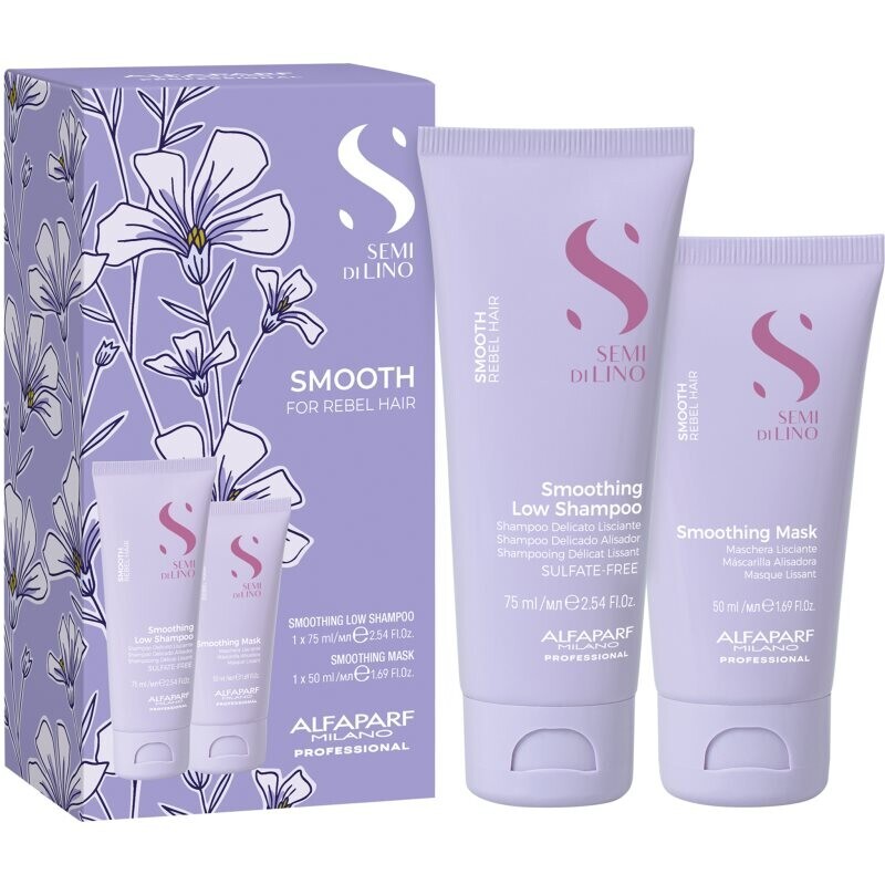Alfaparf Milano Semi di Lino Smooth Minisize Kit travel set for unruly and frizzy hair