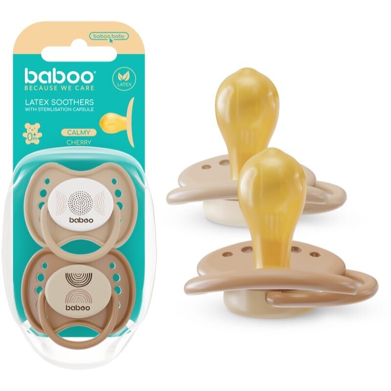 Baboo Soothers Round Latex with Case dummy Au Naturale 0-6 m 2 pc