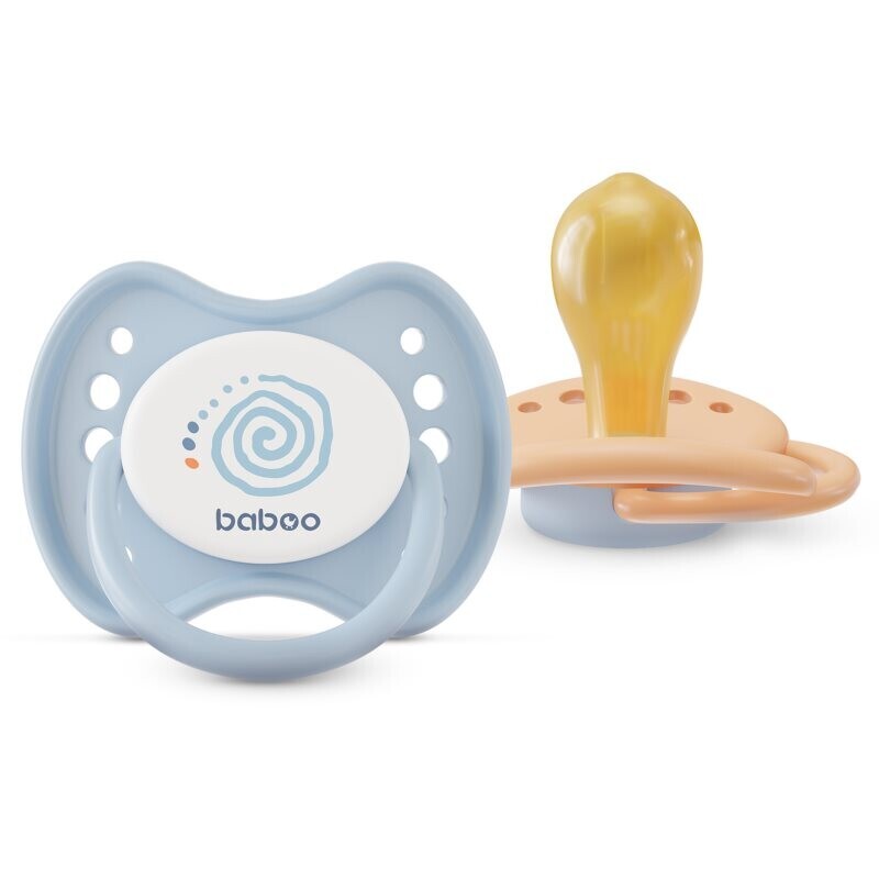 Baboo Soothers Round Latex with Case dummy Blue Haze 6-12 m 2 pc