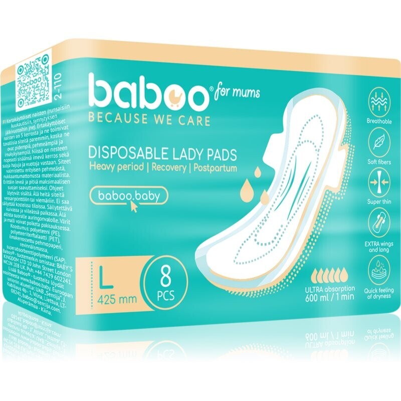 Baboo Postpartum Maternity Pads maternity pads single-use size L 8 pc