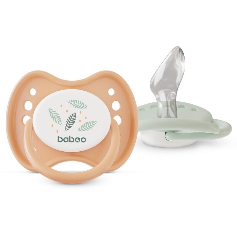 Baboo Soothers Silicone Orthodontic with Case dummy Peachy Keen 0-6 m 2 pc