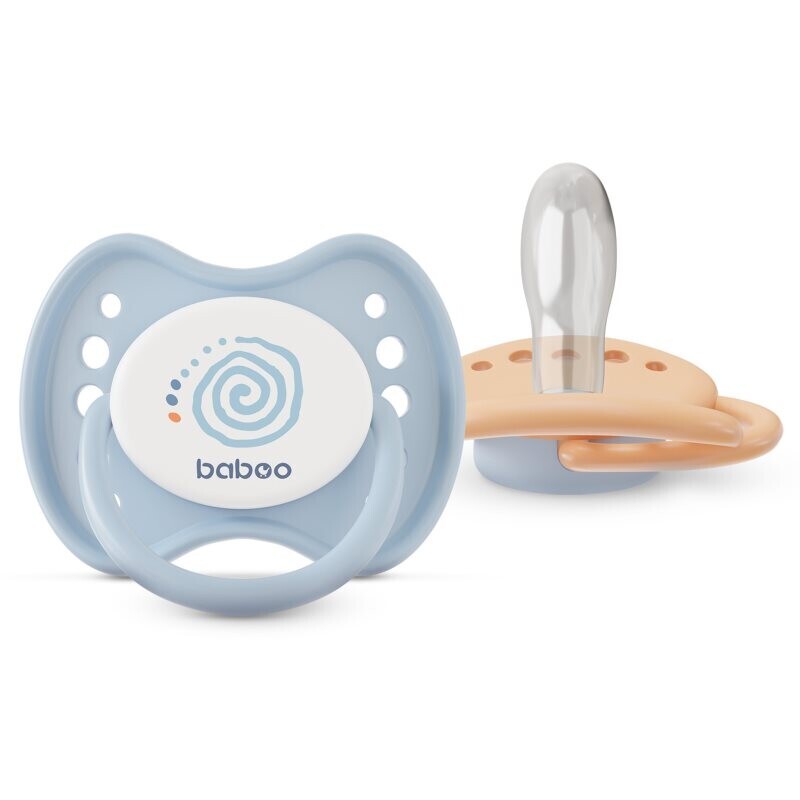 Baboo Soothers Silicone Symmetrical with Case dummy Blue Haze 6-12 m 2 pc
