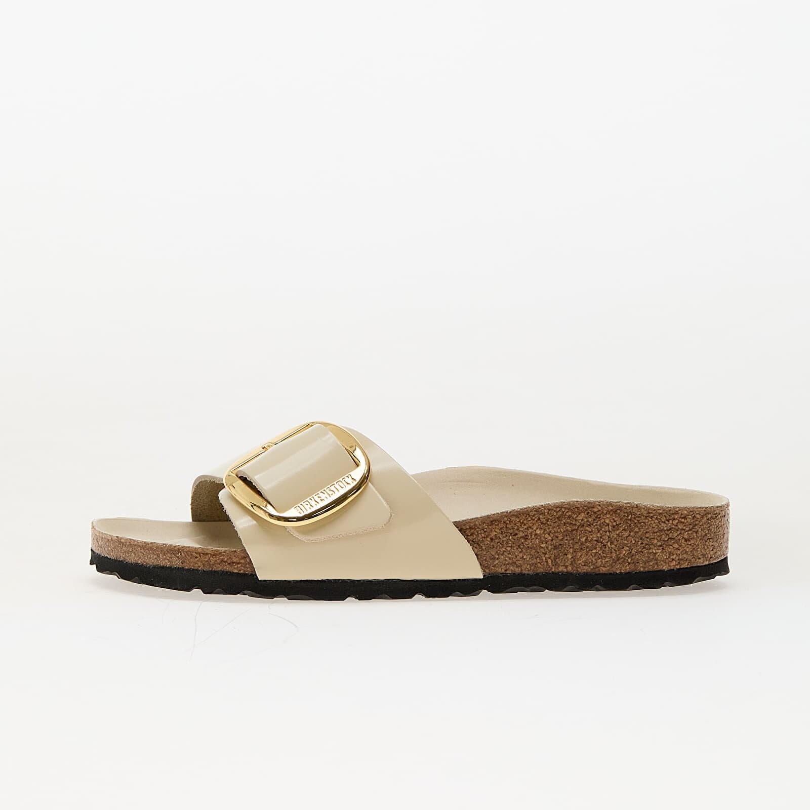 Sneakers Birkenstock Madrid Big Buckle Natural Leather Patent High-Shine Ecru UK 3.5