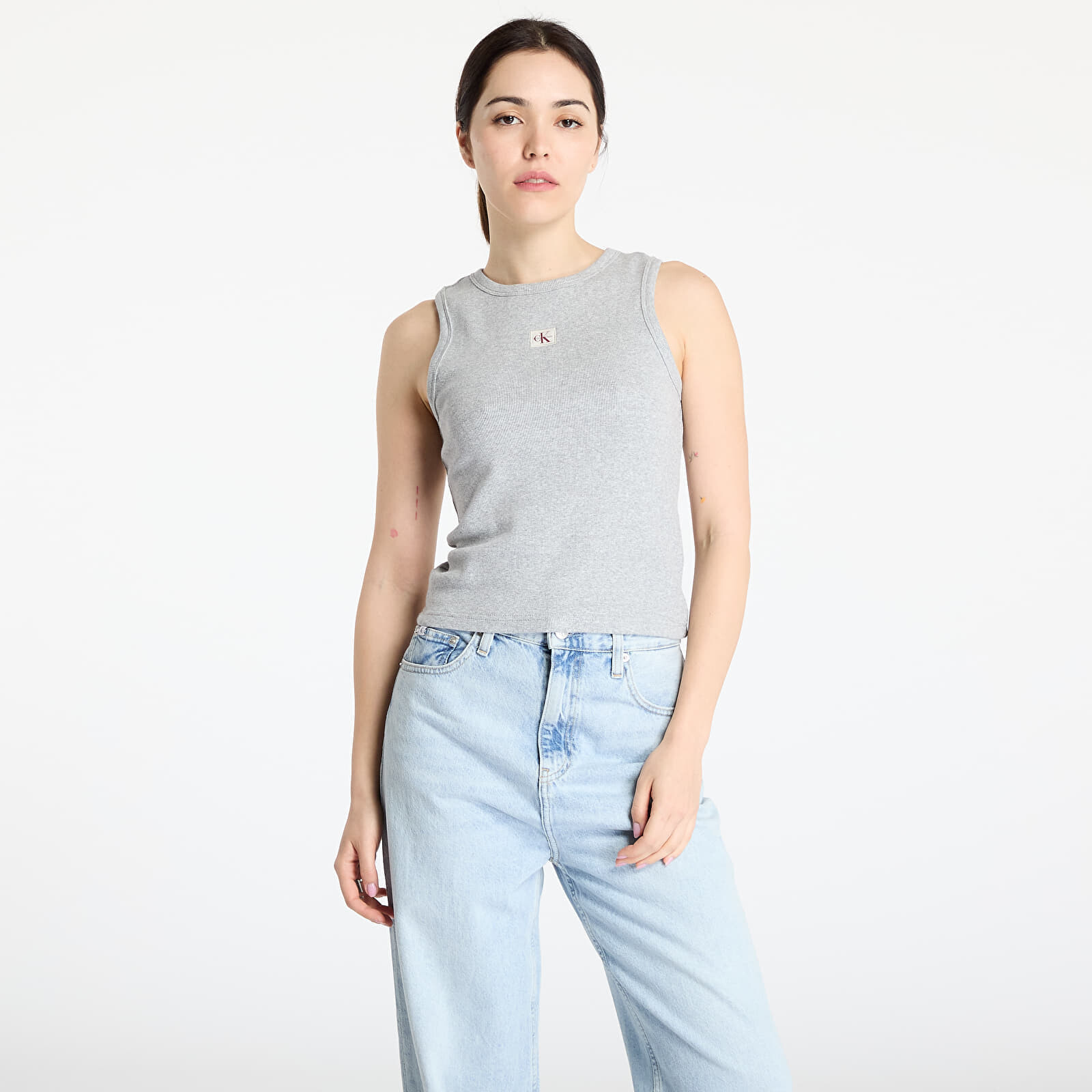 Tank top Calvin Klein Jeans A - Woven Label 2X2 Tank Top Gray XS