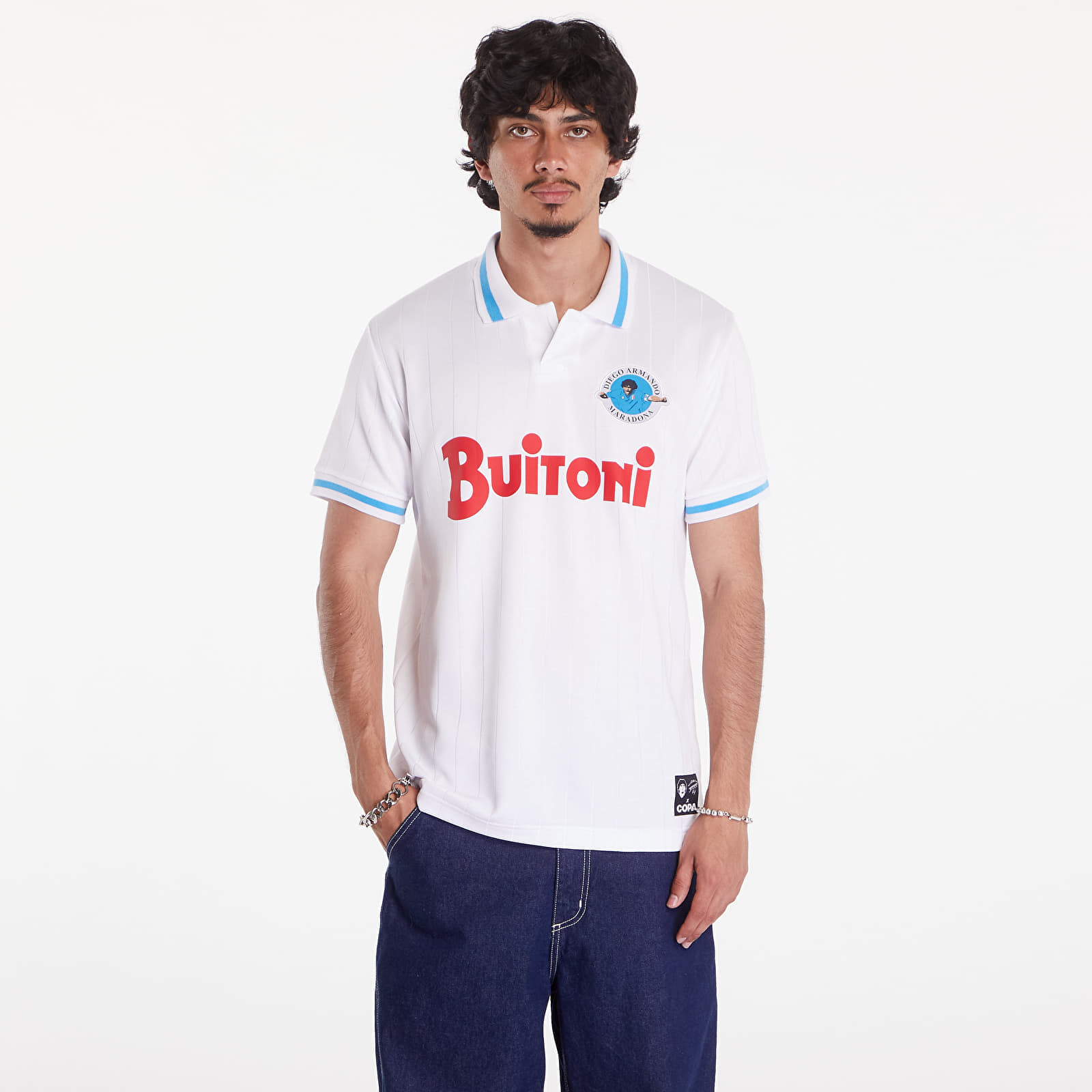 Jersey COPA x Maradona Napoli 1986-87 Away Retro Football Shirt UNISEX White L