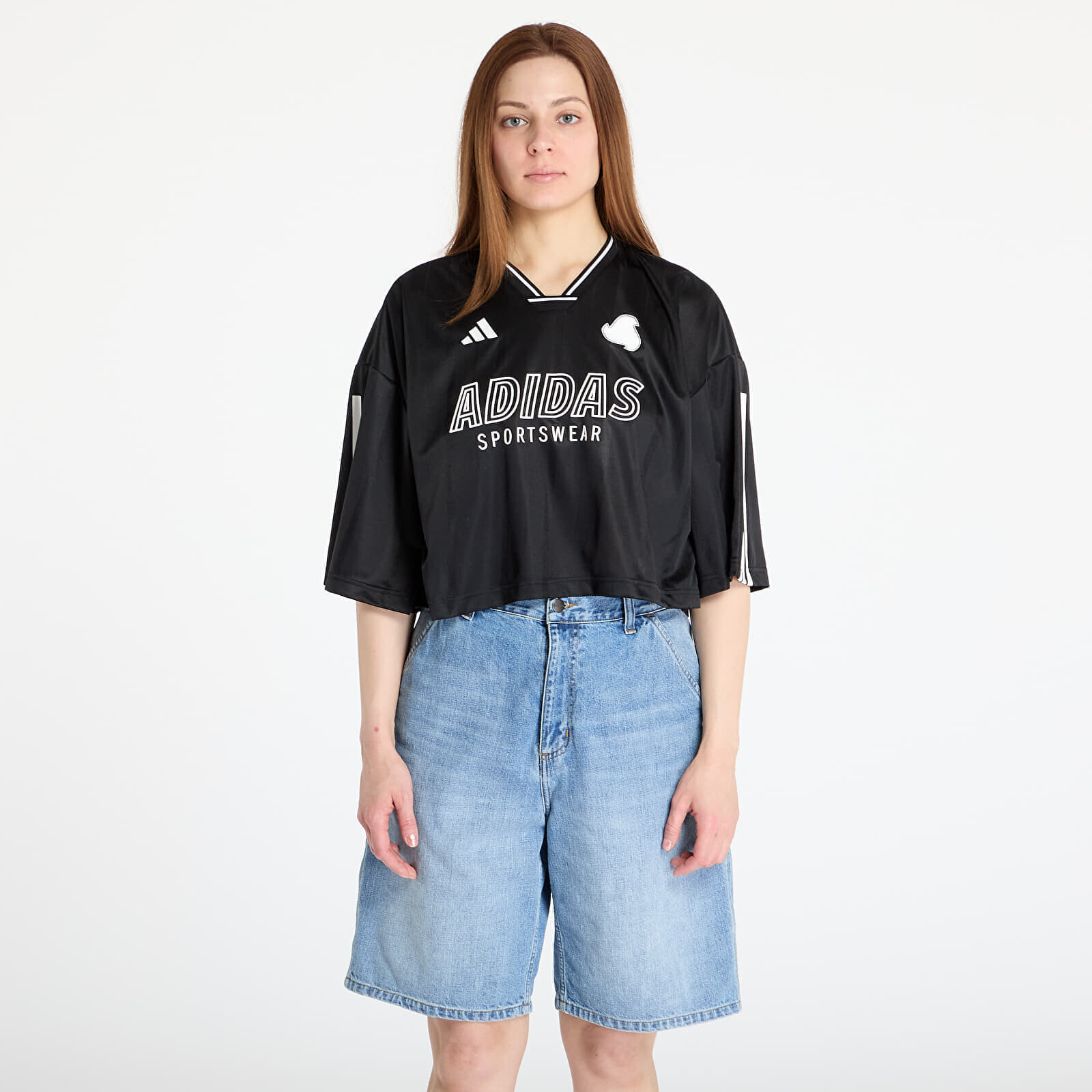 Jersey adidas Tiro Cut 3 Stripes Oversized Mesh Jersey Black/ White XS