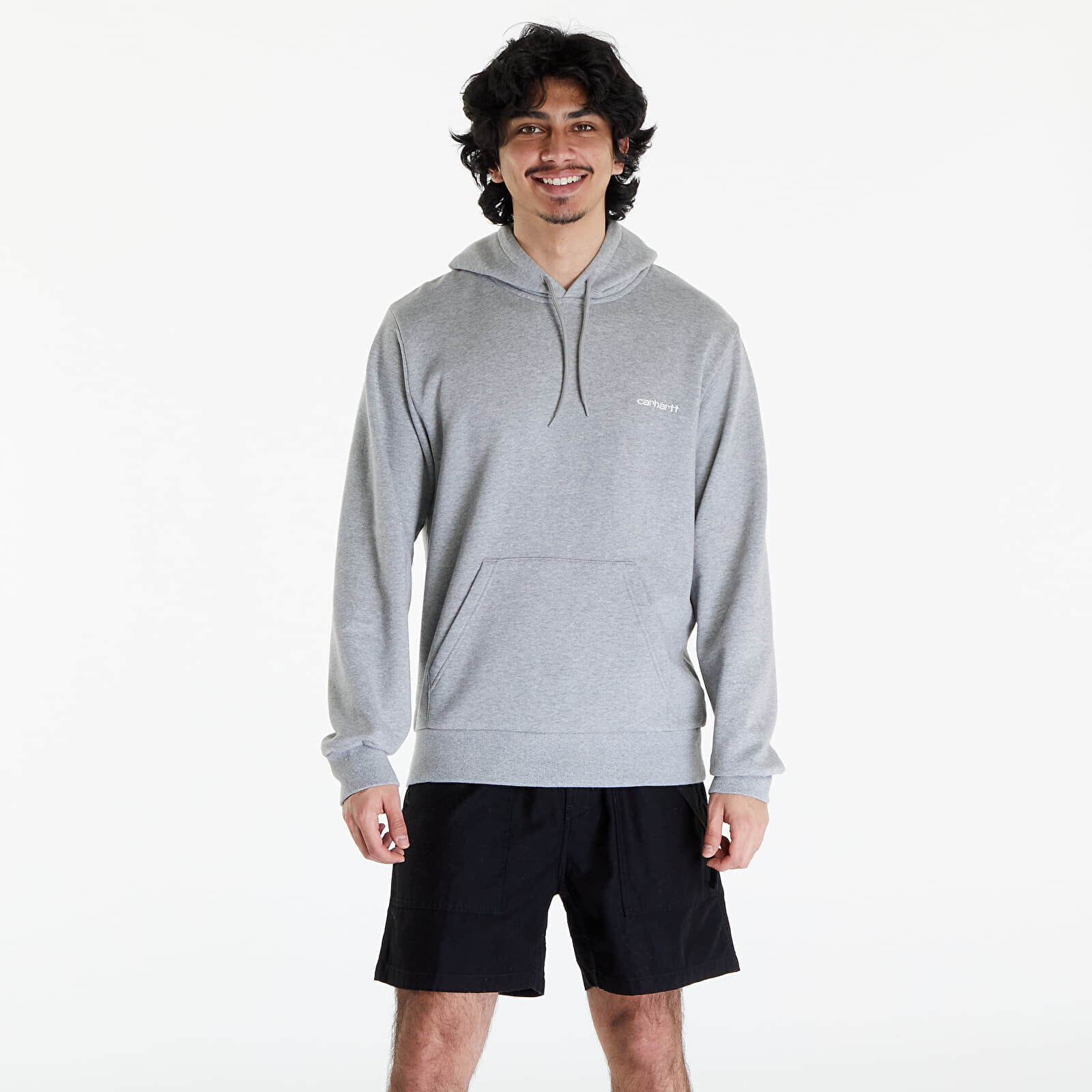 Sweatshirt Carhartt WIP Hooded Script Embroidery Sweat UNISEX Grey Heather/ White M