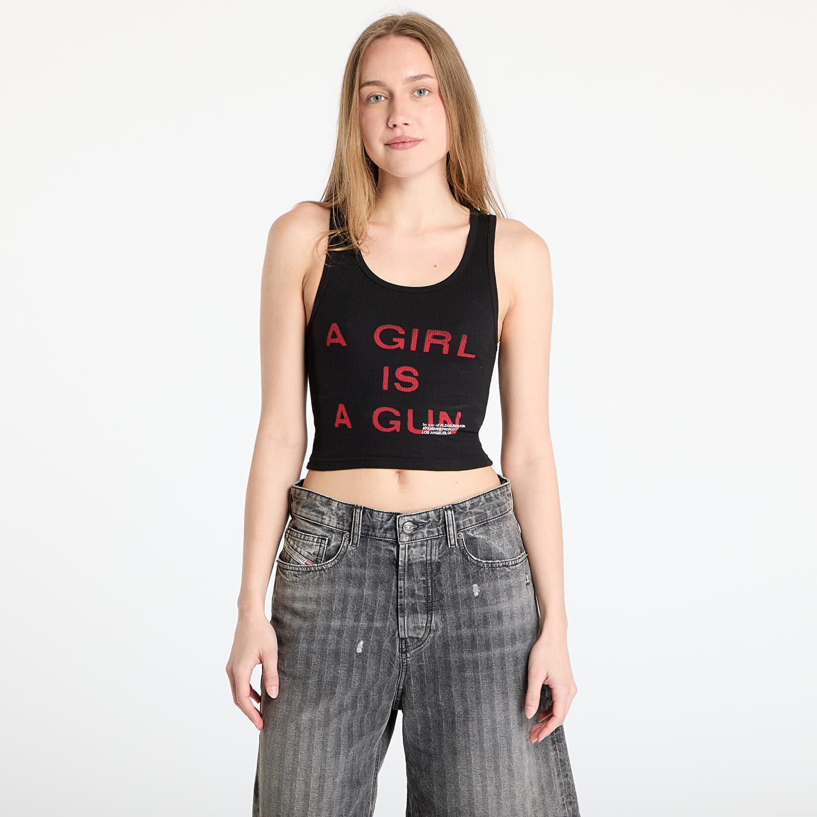Tank top PLEASURES Girl Is A Gun Tank Top Black S