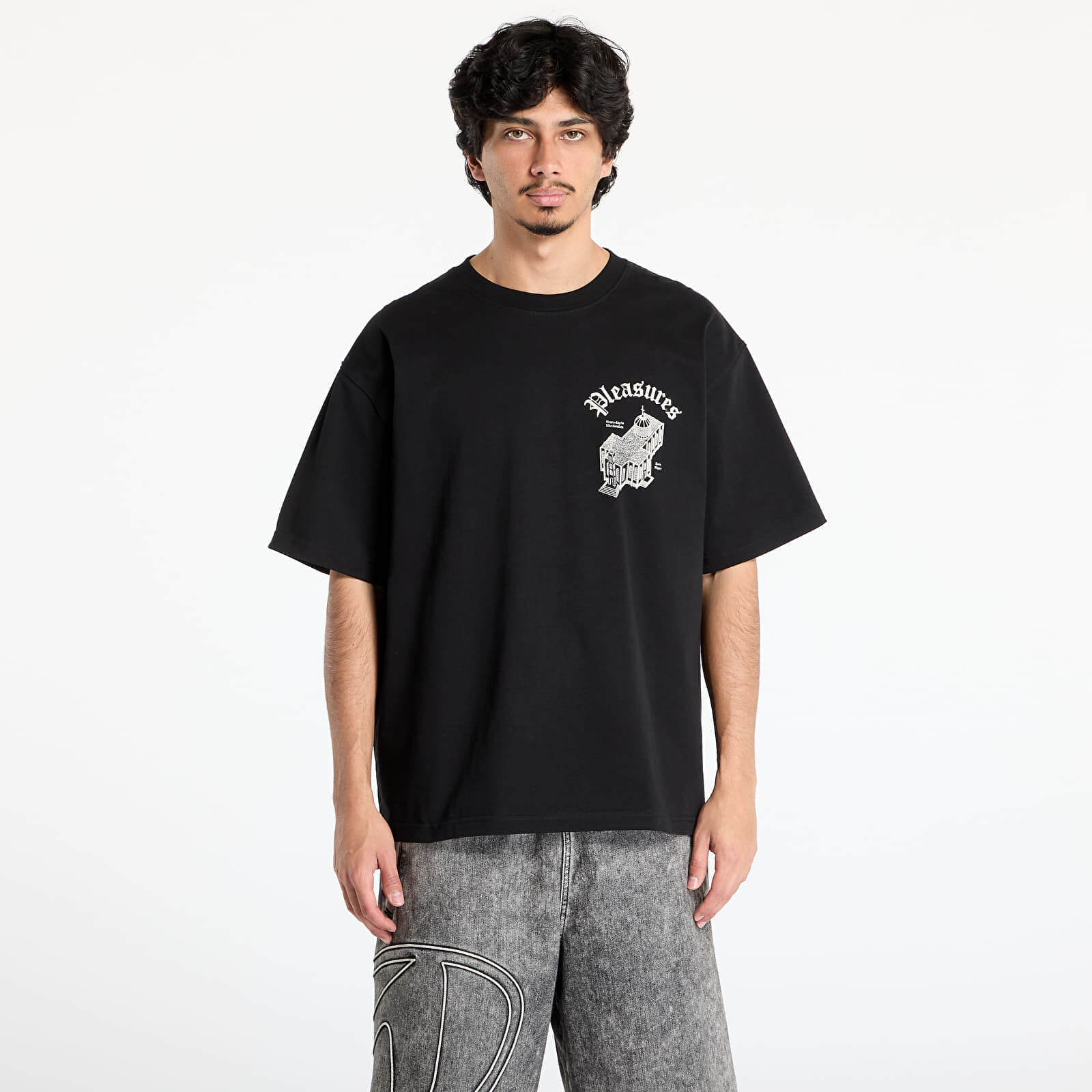 T-shirt PLEASURES Chapel Heavyweight Shirt Black S