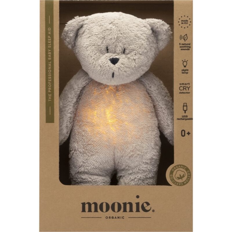 Moonie Bear 2.0 Organic Grey sleep toy with melody 1 pc