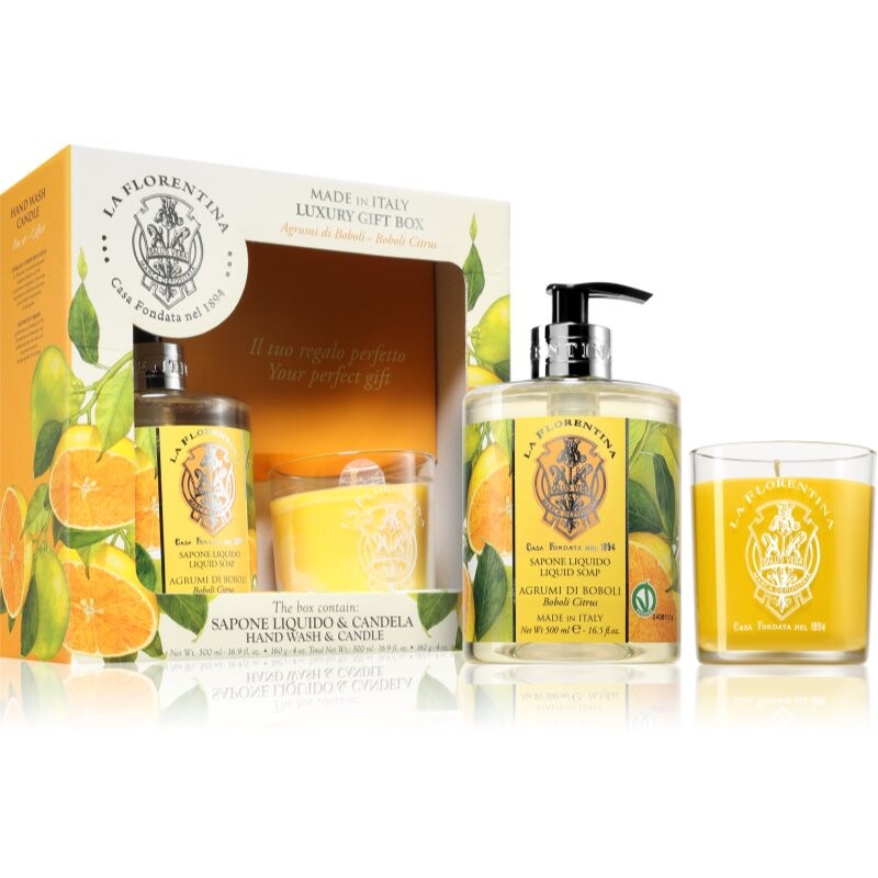 La Florentina Boboli Citrus Hand Wash and Candle gift set