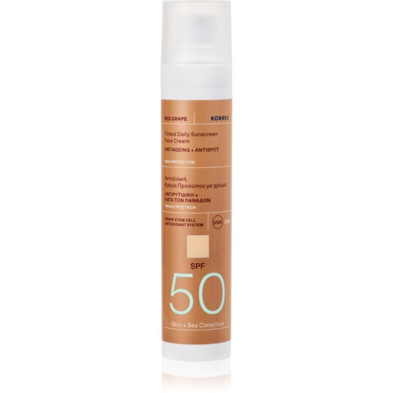 Korres Red Grape Tinted Daily Sunscreen toning sunscreen to even out skin tone SPF 50 50 ml