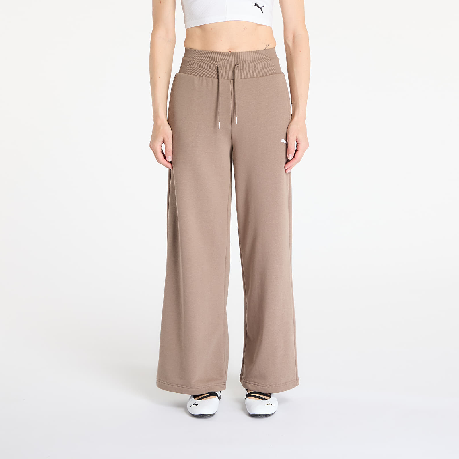 Puma Wardrobe Essentials Relaxed Wide Leg Sweatpants Totally Taupe S