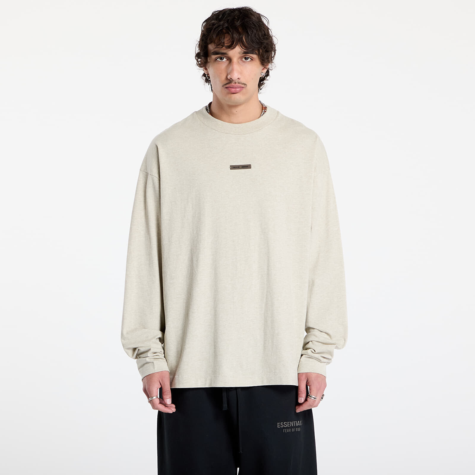 T-shirt Fear of God Essentials Classic Long Sleeve Tee Heather Stone L