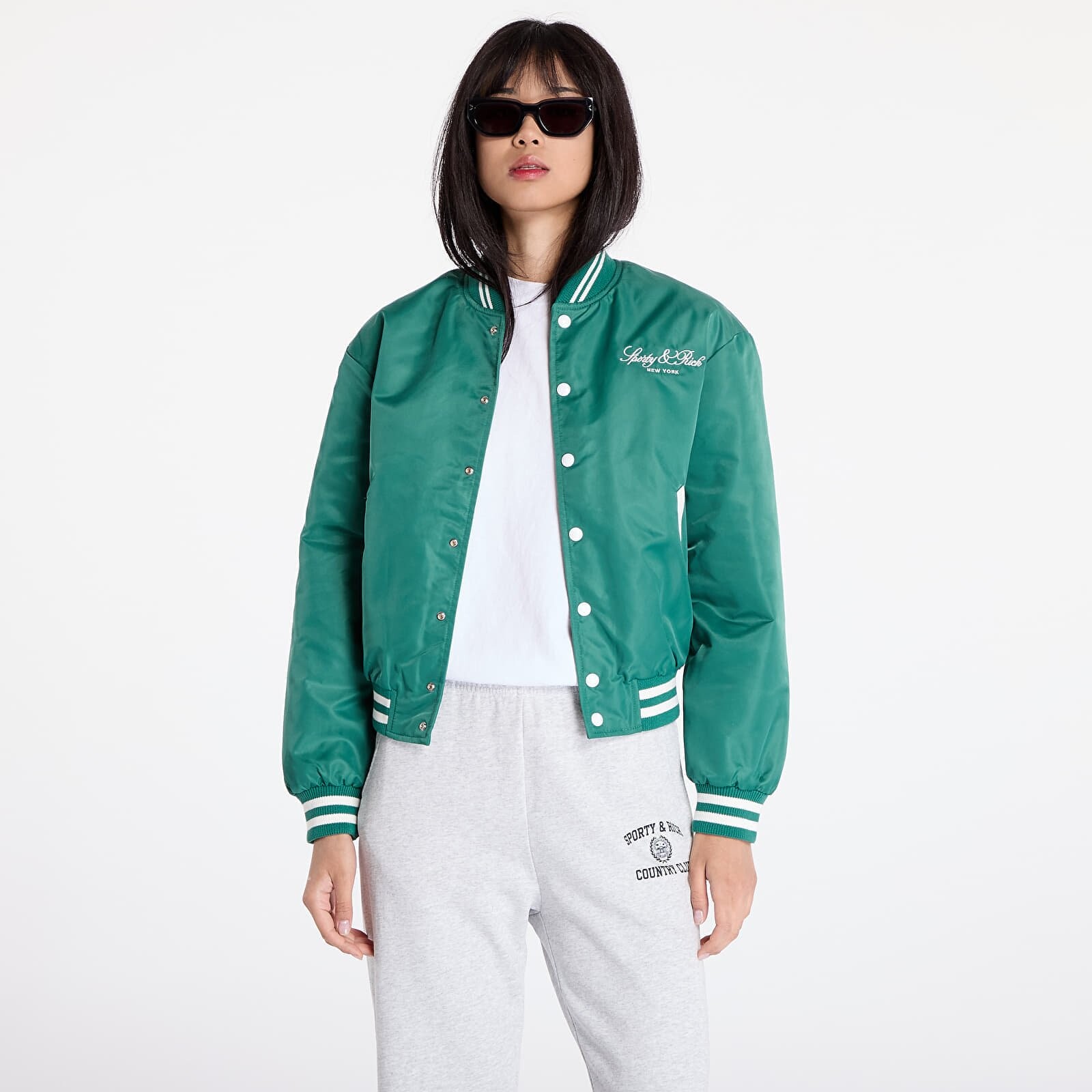Bomber Sporty & Rich Wellness Boucle Varsity Jacket UNISEX Alpine/ White M