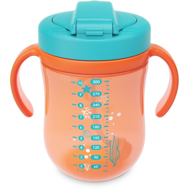 Baboo Cup with Silicone Straw and Gravity Ball cup with straw Sea Life 9m+ 300 ml