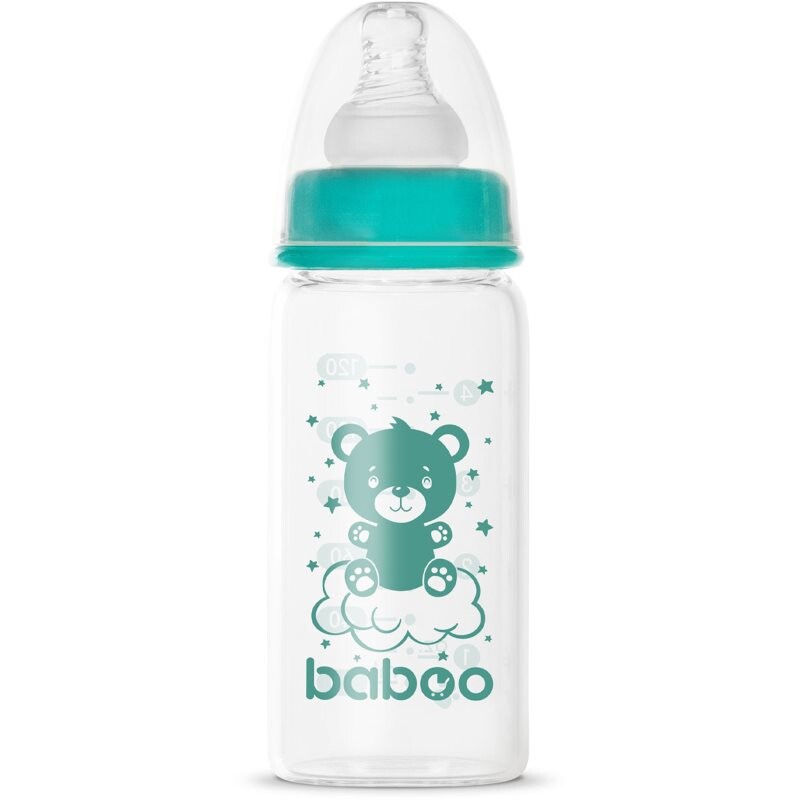 Baboo Anti-colic Glass Feeding Bottle Narrow Neck glass baby bottle 0m+ 120 ml