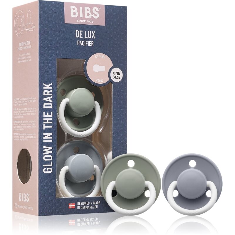 BIBS De Lux One Size dummy Glow in the dark 2 pc