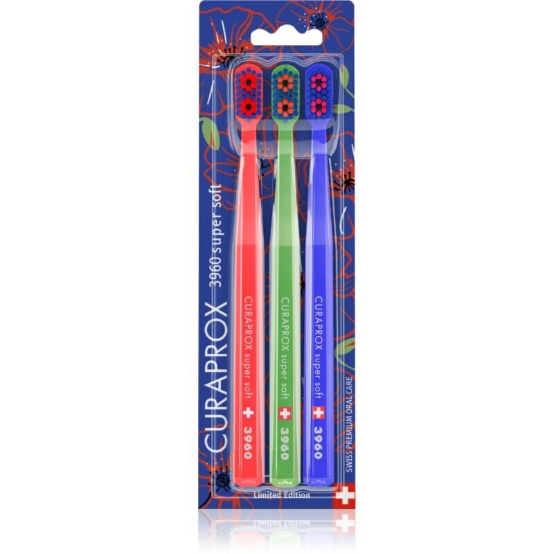 Curaprox Limited Edition Poppies toothbrushes 3960 Super Soft 3 pc