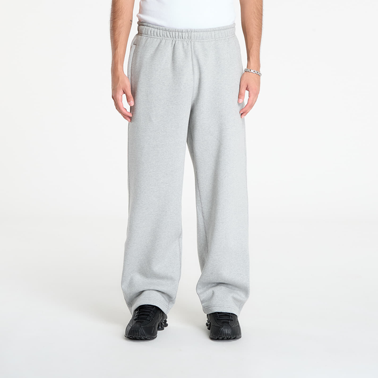 Pants Nike Solo Swoosh Men's Fleece Open-Hem Pants Dk Grey Heather/ Lt Smoke Grey/ White L