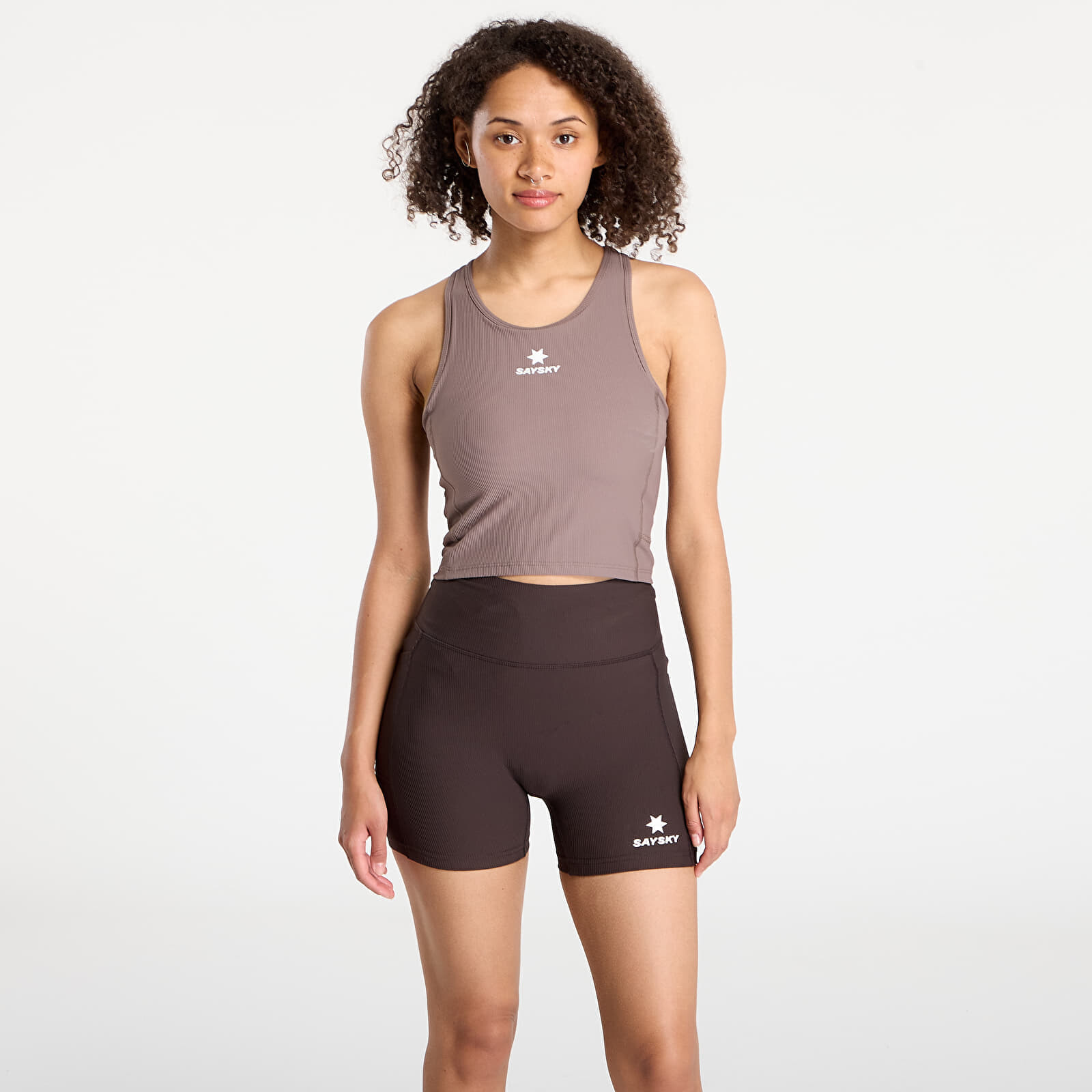 Top SAYSKY W Combat Rib Crop Top Taupe L