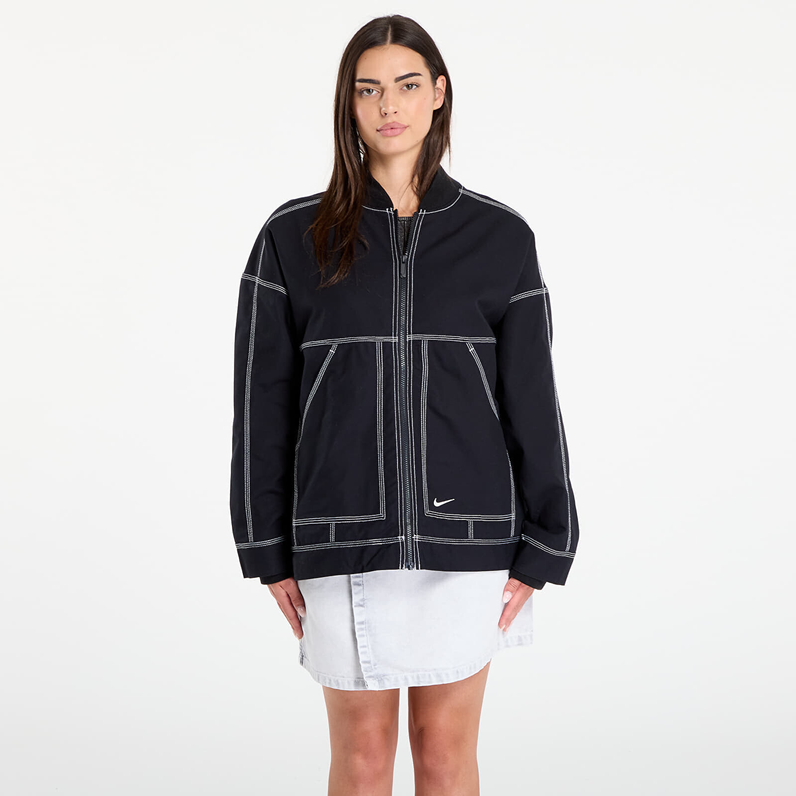 Jacket Nike Sportswear Women's Oversized Graphic Cargo Jacket Black/ Summit White L