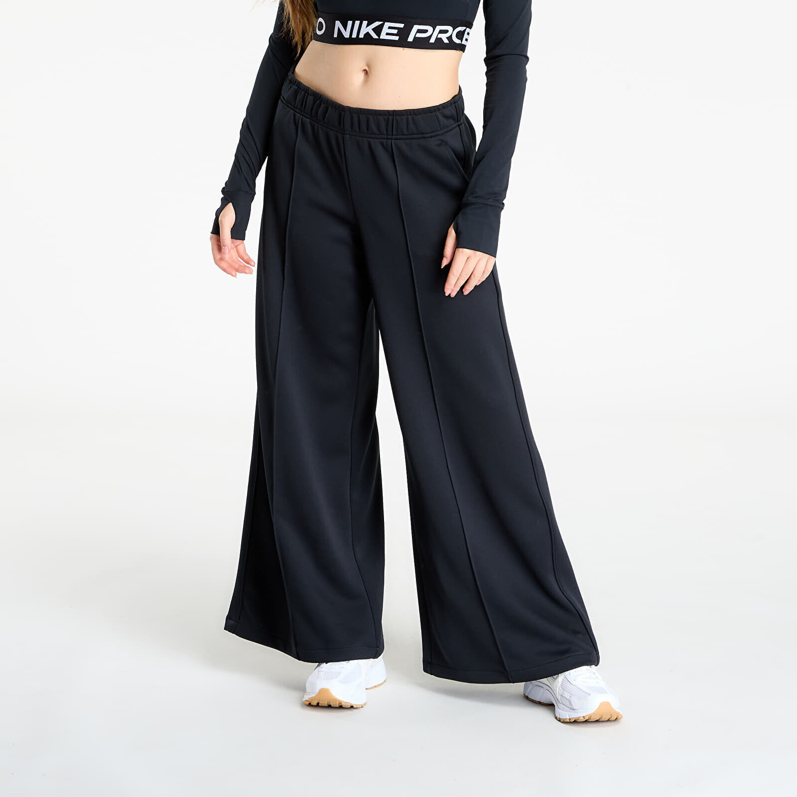 Pants Nike Sportswear Women's Mid-Rise Wide-Leg Track Pants Black/ Black/ Sail L