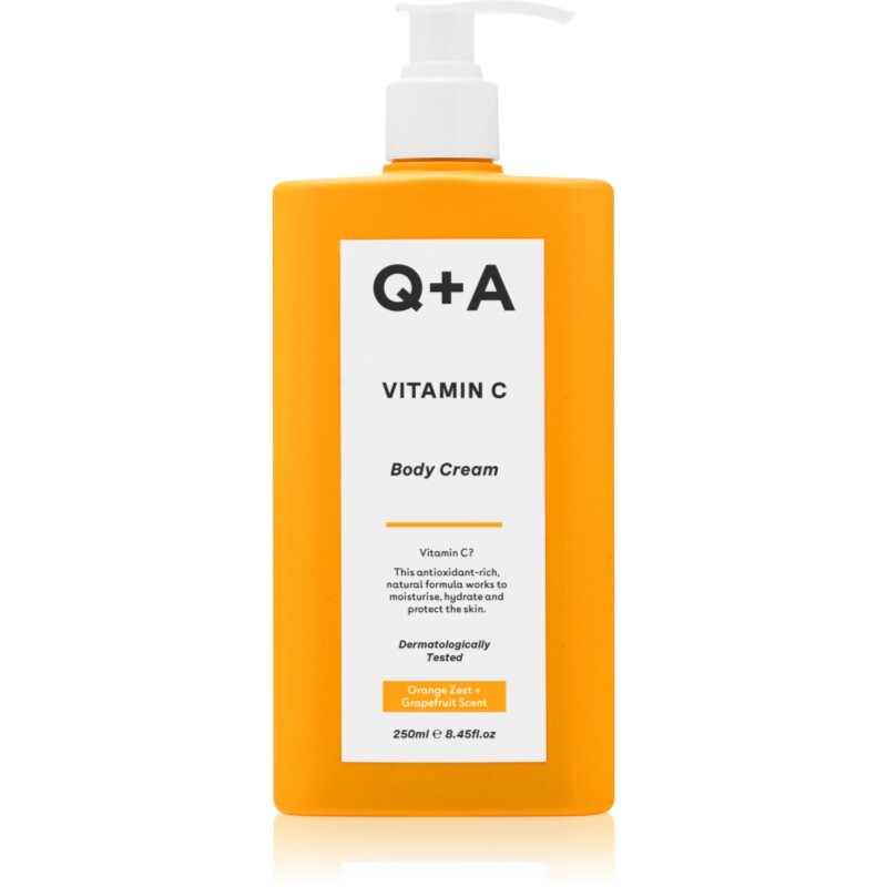 Q+A Vitamin C brightening body cream fragrance Orange zest + Grapefruit 250 ml