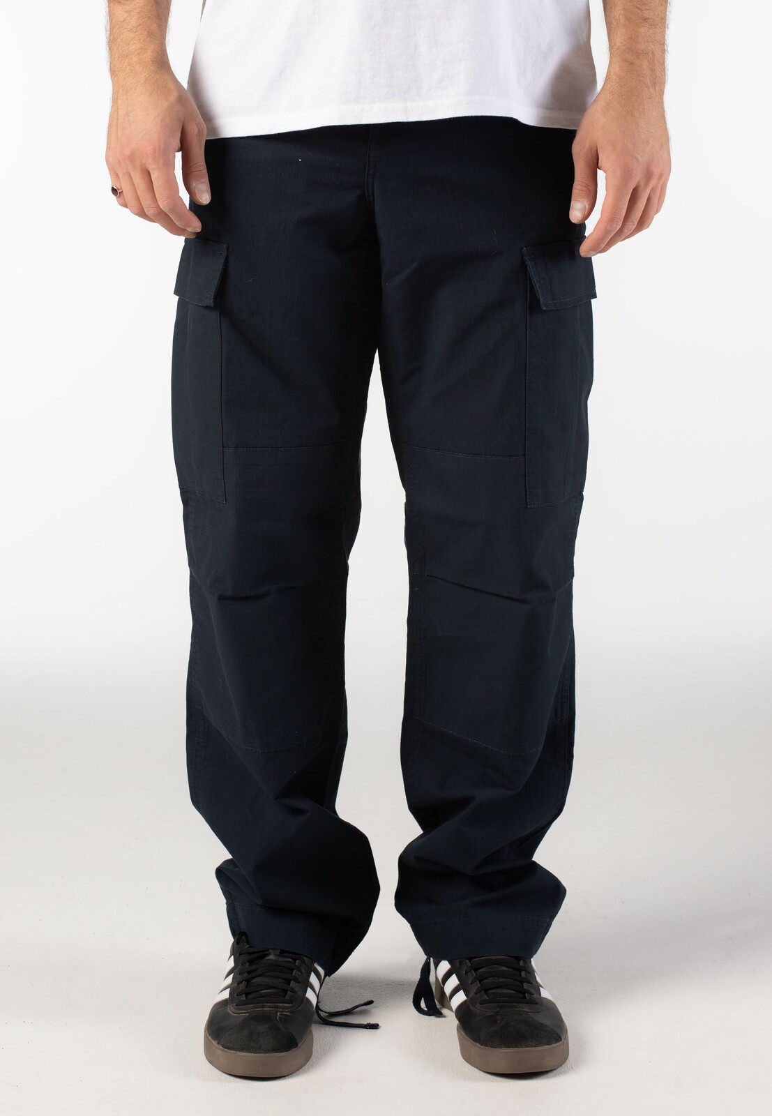 Carhartt WIP - Regular Cargo Rinsed Deep Night - Pants - grey - W28 / L32 - 100% Cotton,Cotton