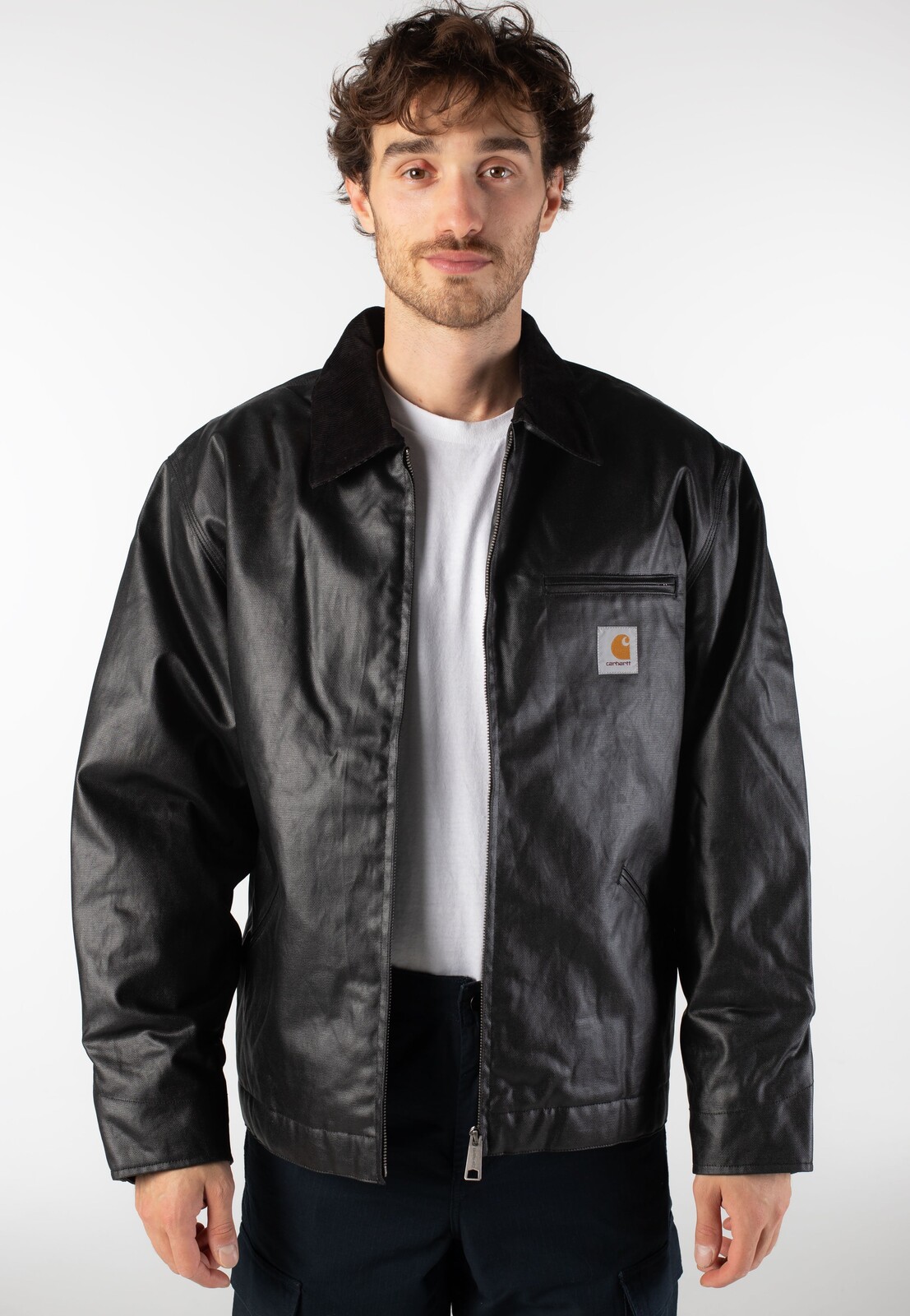 Carhartt WIP - OG Dean Black/Black - Leather Jacket - black - L - 100% Cotton,Fake Leather