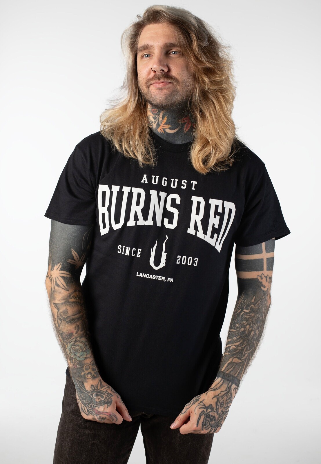 August Burns Red - Puff Varsity Logo - T-Shirt - black - L - 100% Cotton,Jersey