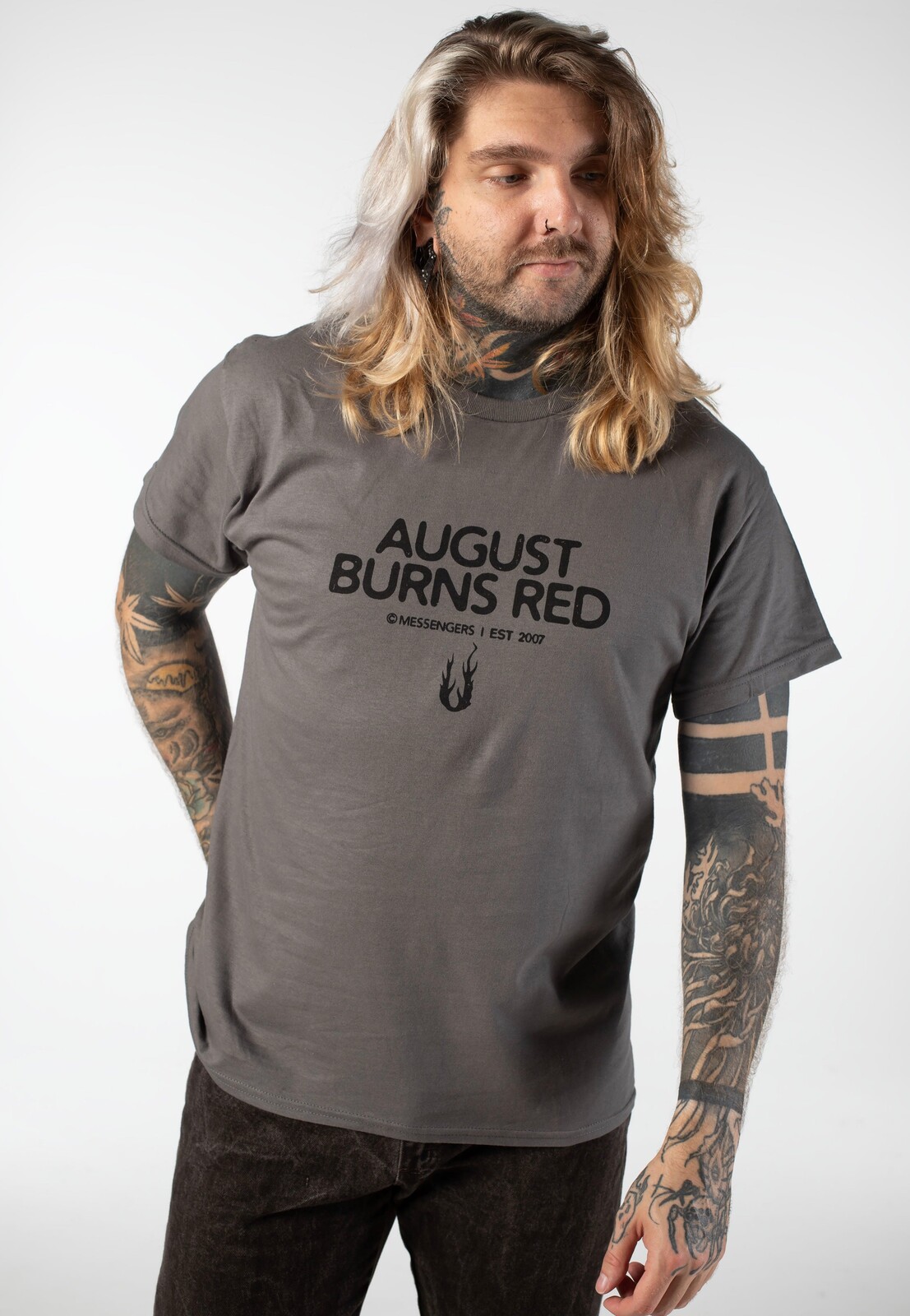August Burns Red - Messengers Candle Charcoal - T-Shirt - grey - L - 100% Cotton,Jersey