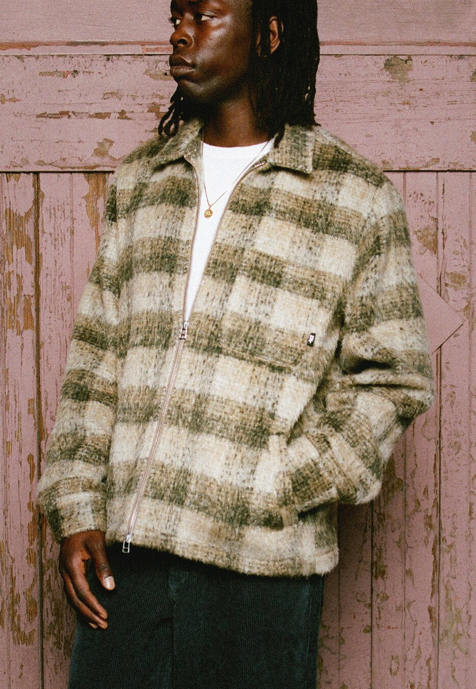 HUF - Megablast Plaid Desert - Jacket - beige - L - 100% Polyester,Faux Fur