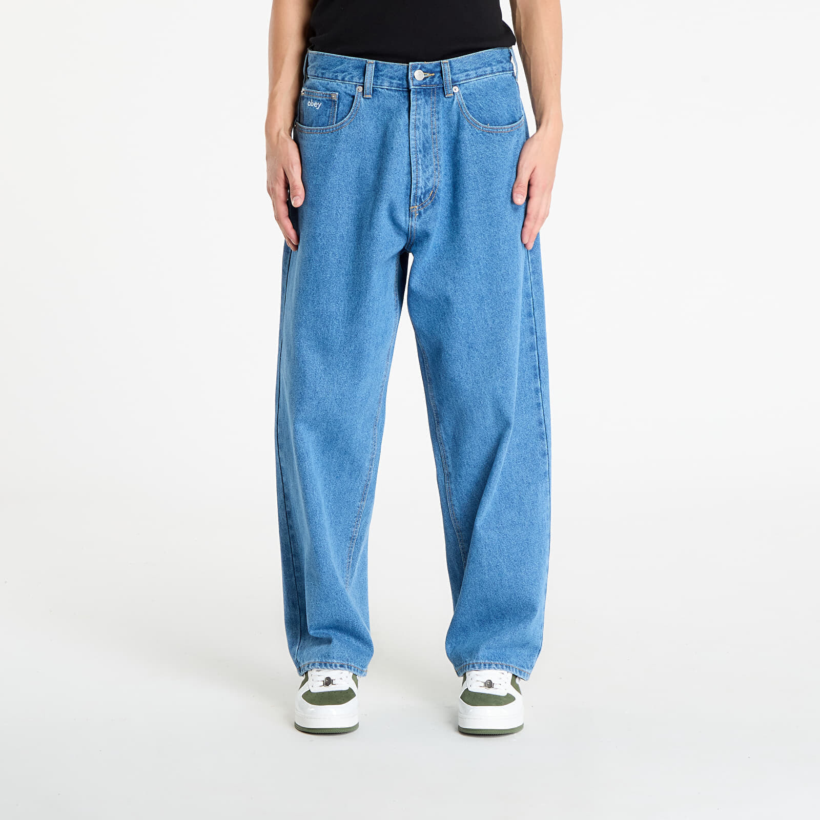 Jeans OBEY Bigwig Baggy Denim Medium Stonewash Lt Indigo W32