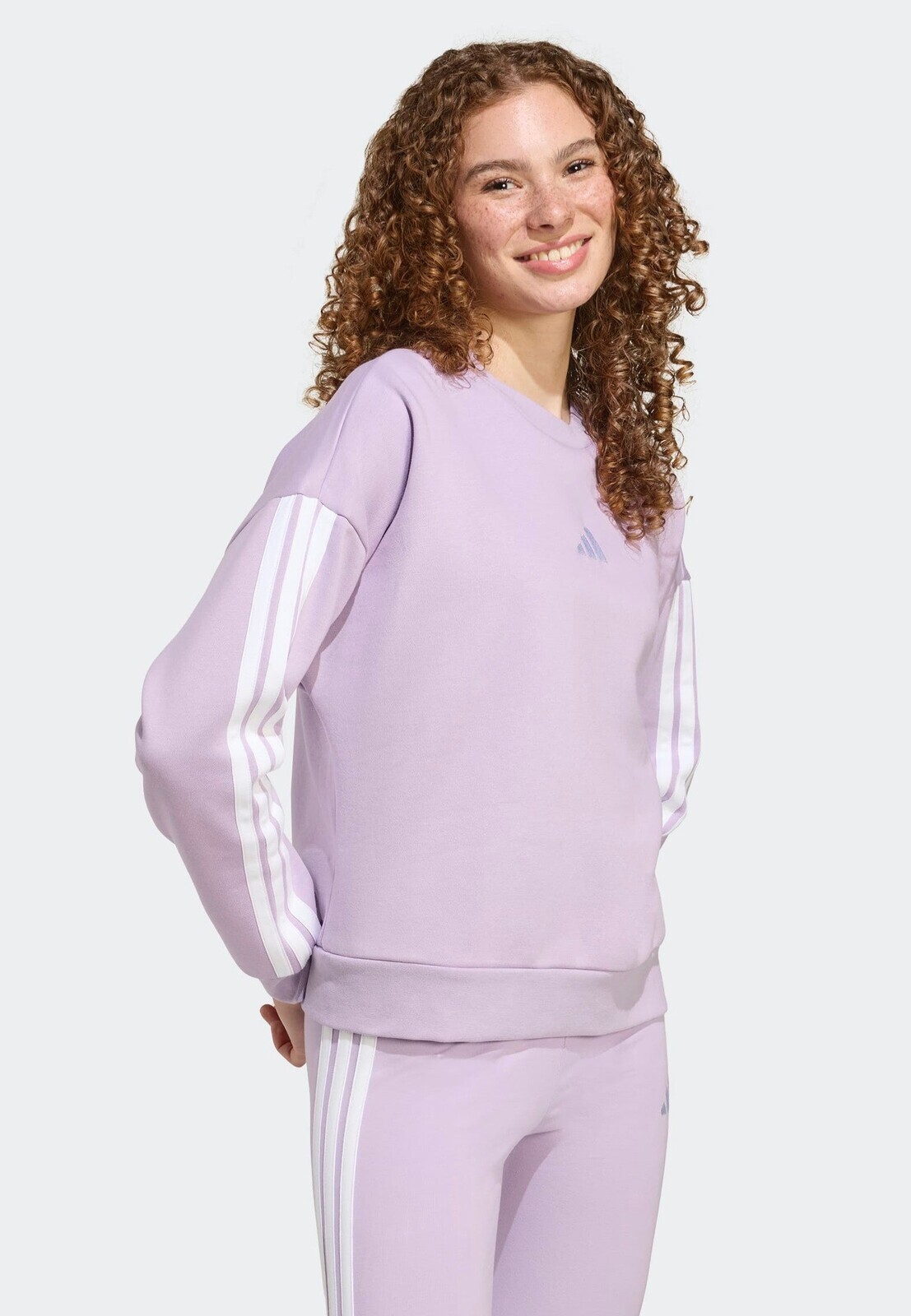 Adidas - Essentials 3-Stripes Fleece Powplu/White - Sweater - purple - L - Sweat