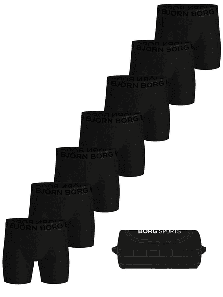 Björn Borg Sports Lightweight Boxers + Wash Bag 7-pack Black, L